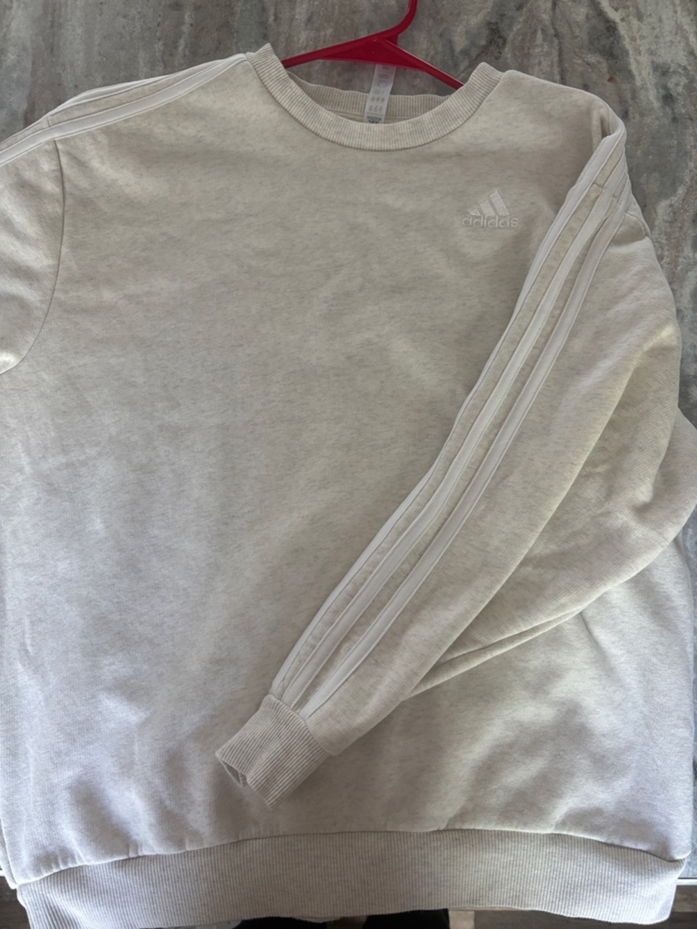 adidas Men’s Cream Crewneck Sweatshirt with Three Stripes